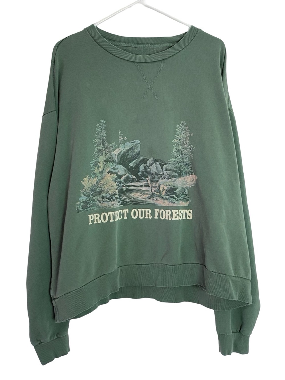 Pacsun Protect Our Forests Pullover Sweatshirt Womens Size Large Animal Print